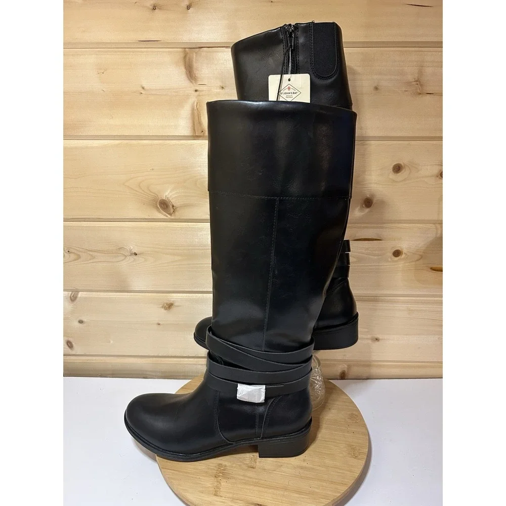 St Johns Bay Women's Black‎ Douglas Knee High 8M Riding Boots NWT